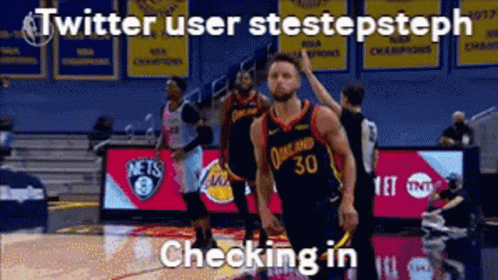 Animated Steph Curry Checking In GIF
