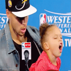 Animated Steph Curry Sleepy Head Daughter GIF