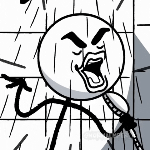 Animated Stick Man Showering While Singing GIF
