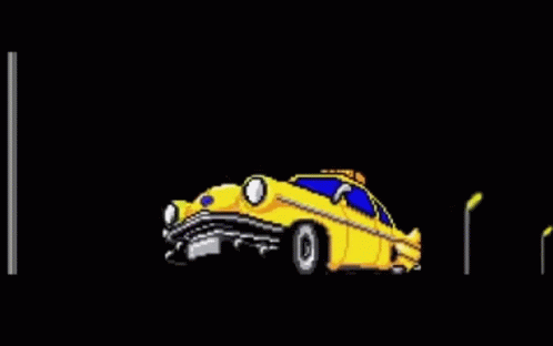 Animated Taxi With Blinking Headlights GIF