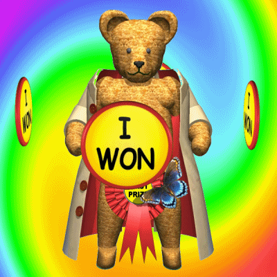 Animated Teddy Bear I Won GIF