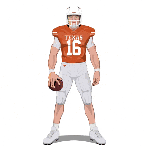 Animated Texas Player Doing Hook Em Sign GIF