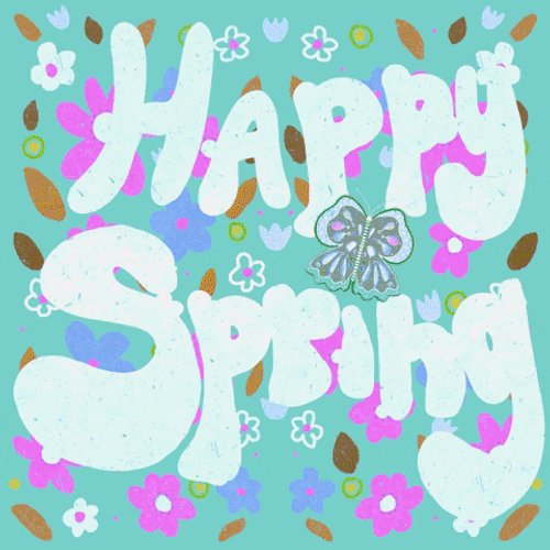 Animated Text Floral Happy Spring GIF