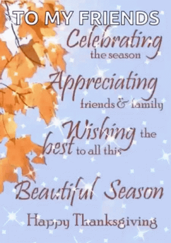 Greeting Card For Friends Animated Thanksgiving GIF