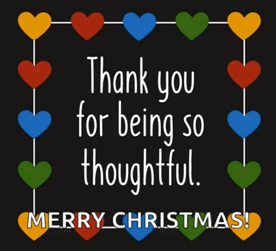 Animated Thoughful Thank You And Merry Christmas  GIF