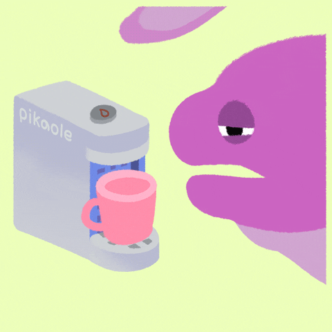 Animated Tired Eel Making Coffee GIF