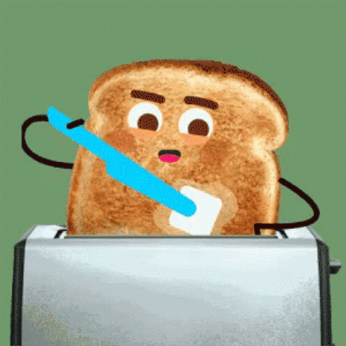 Animated Toast Bread Spreading Butter GIF