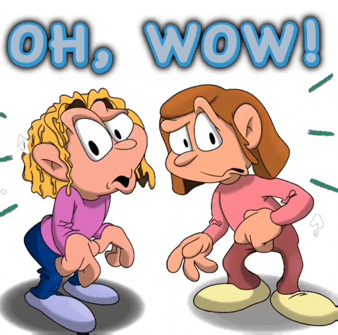 Animated Two Girls Wowza Doubtful Face GIF