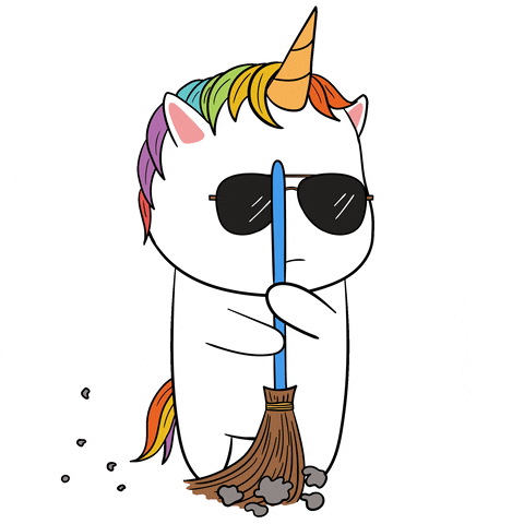 Animated Unicorn Sweeping GIF