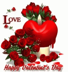 Animated Valentines Day Red Heart And Roses GIF