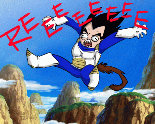 Animated Vegeta Struggles Near Cliff Over 9000 GIF