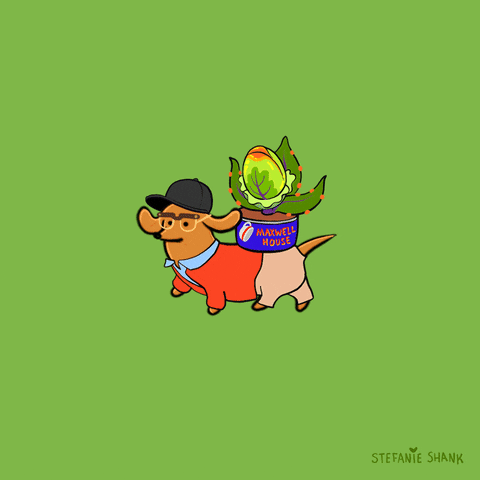 Animated Venus Fly Trap On Top Of A Dog GIF