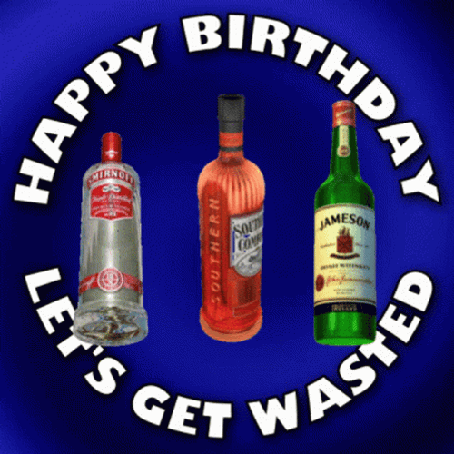 Animated Whiskey Bottles Happy Birthday Drinks GIF