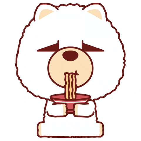Animated White Bear Slurping Noodles GIF