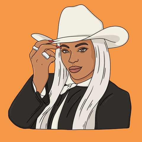 Animated White Hair Cowgirl Howdy GIF