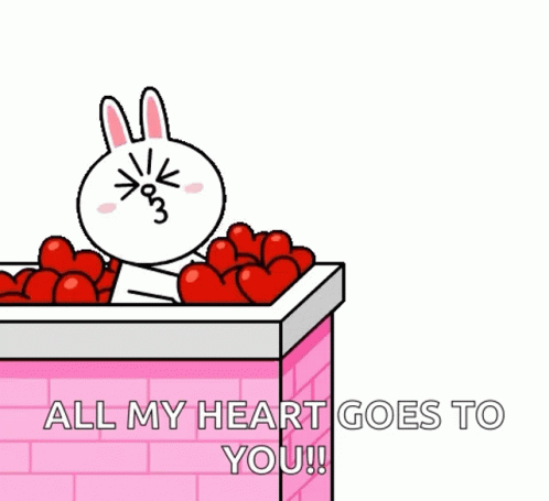 Animated White Rabbit Cony Giving Hearts GIF