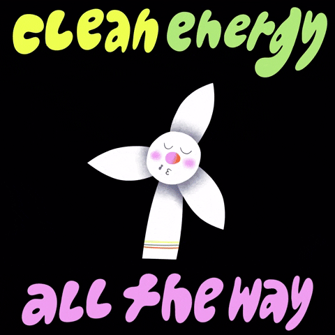 Animated Wind Turbine Generator Spinning GIF