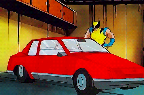 Animated Wolverine Crashing Car GIF