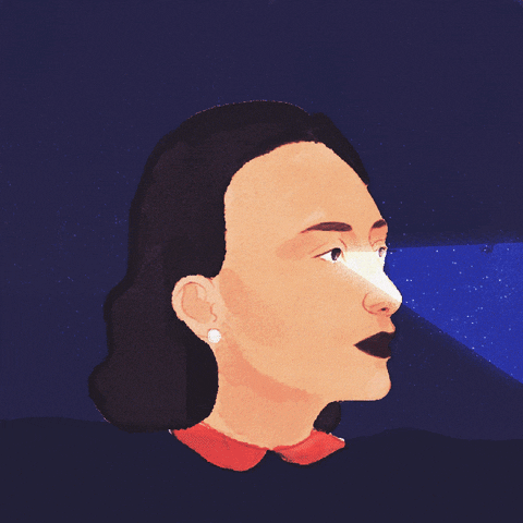 Animated Woman As The Lighthouse GIF