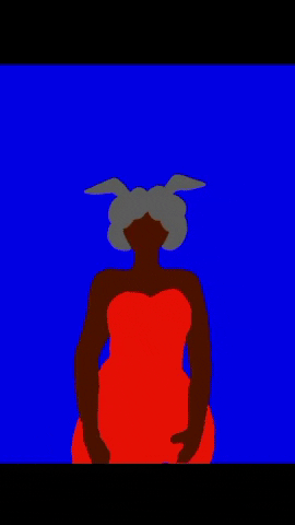 Animated Woman Hyper Gesture On Neon Background GIF