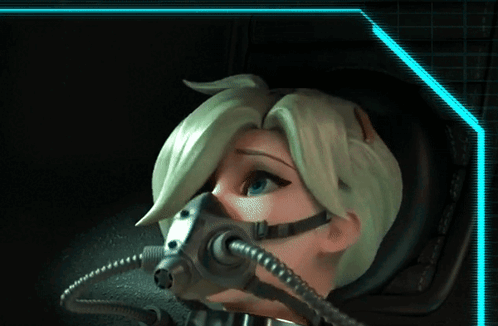 Animated Woman In Metal Gas Mask GIF