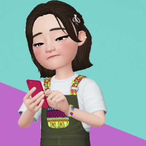 Animated Woman Shocked After Reading Text Message GIF