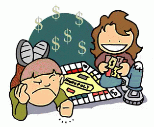 Animated Woman Throwing Monopoly Money GIF