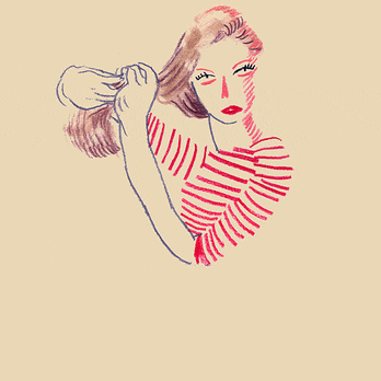 Animated Woman With Crazy Hair Bun GIF