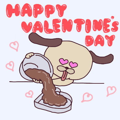 Animation Dog Baking Cake Happy Valentine's Day GIF