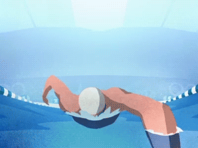 Animation Man Swimming In The Pool GIF