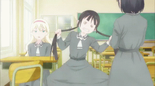 Anime Asobi Asobase Screaming Pull Hair GIF