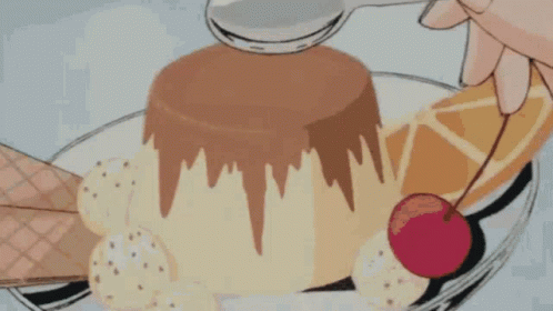 Anime Banner Scooping Pudding GIF