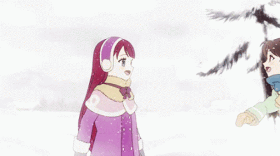 Anime Best Friends Friends Playing In Snow GIF 