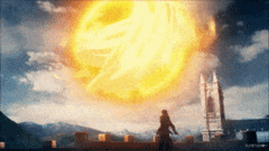 Anime Big Sky Explosion Scene GIF 