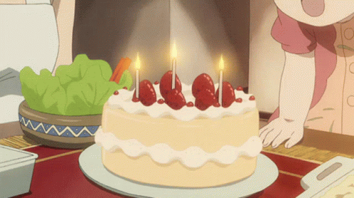 Anime Birthday Blowing Candle GIF