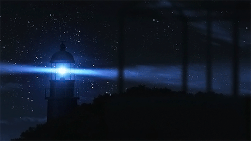 Anime Black Night Sky On Lighthouse GIF