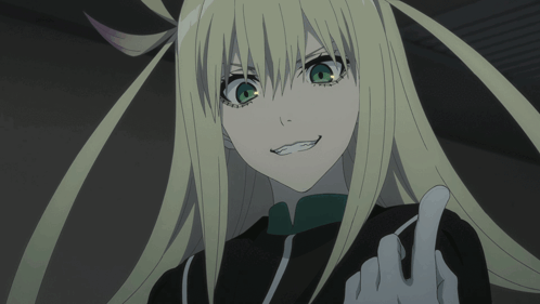 Anime Blonde Green Eyes White Gloves Middle Finger GIF