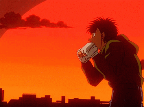 Anime Boxer Ippo Makunouchi Sunset Practice GIF