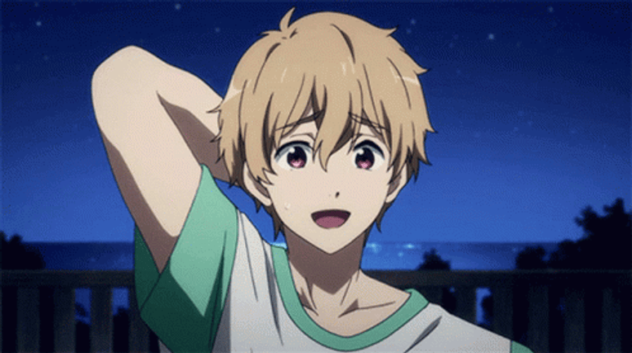 Anime Boy Embarrassed Smile GIF 