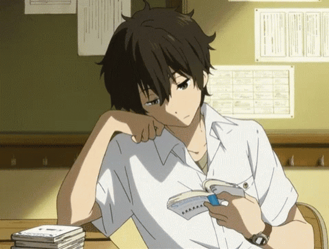 Anime Boy Reading Book GIF 