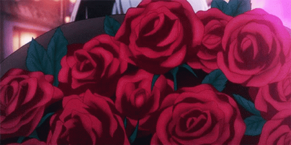 Anime Boy Rose Bouquet GIF