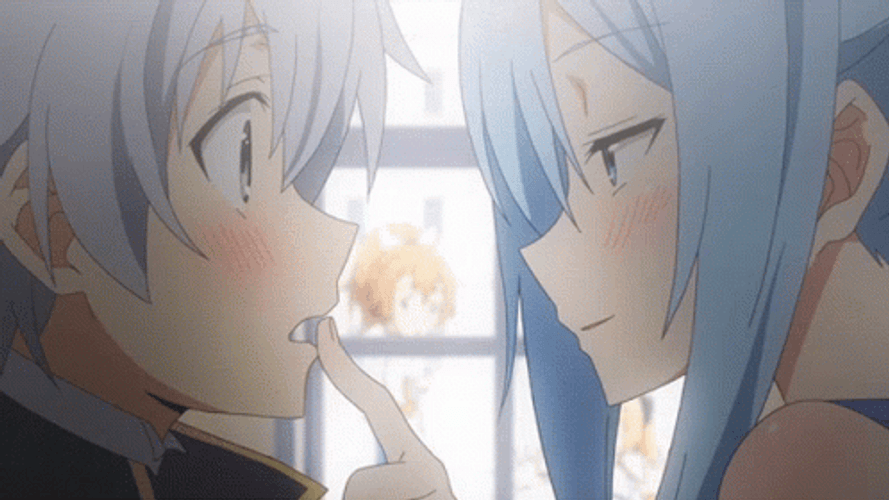 Anime Boy Surprised Kissing Cute Girl GIF