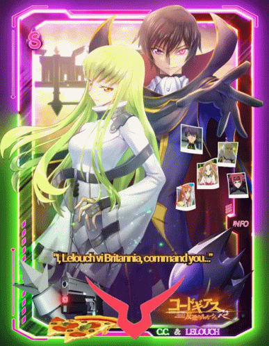 Anime C.c And Lelouch Lamperouge Card GIF
