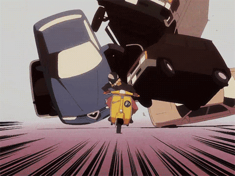 Anime Car Crashing Rolling On The Road GIF