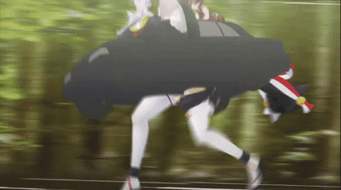 Anime Car Grow Feet And Run GIF