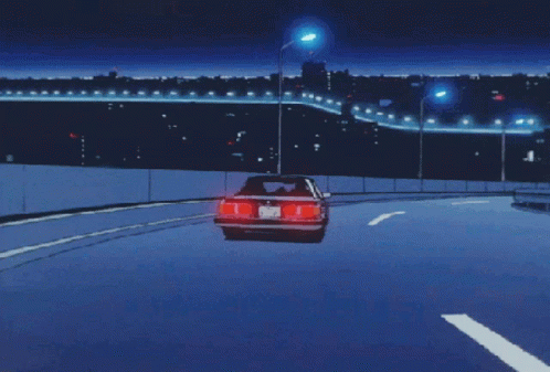 Anime Car Night Drive GIF