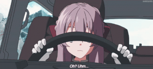 Anime Car Pink Hair Girl Driving GIF