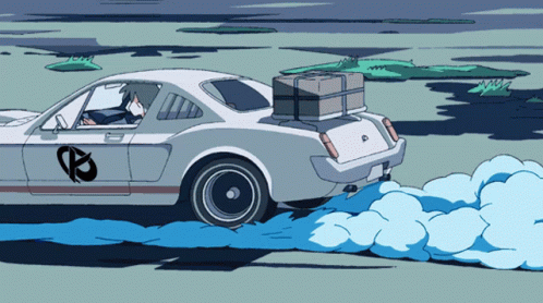 Anime Car Running Through A River GIF