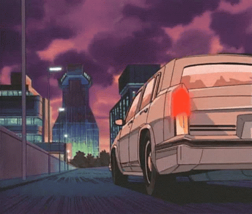 Anime Car Sunset Drive GIF
