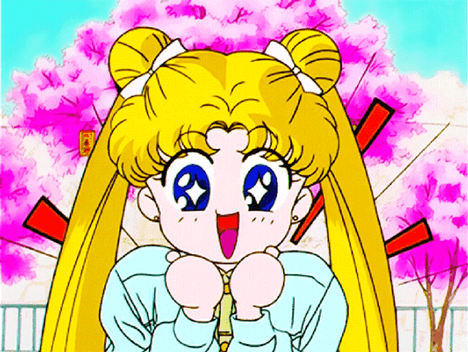 Anime Character Sailor Moon Excitedly Thinking To Herself GIF